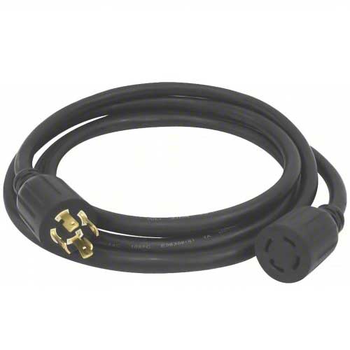GENERAC 6328 30A, (4-PRONG 120/240V), GENERATOR POWER CORD (25-FOOT) WITH NEMA L14-30 ENDS FOR MAXIMUM 7,500 OUTPUT WATTAGE GENERATORS, BLACK COLOR, MADE OF THERMOSET WEATHER RESISTANT RUBBERÿGENERAC 6328