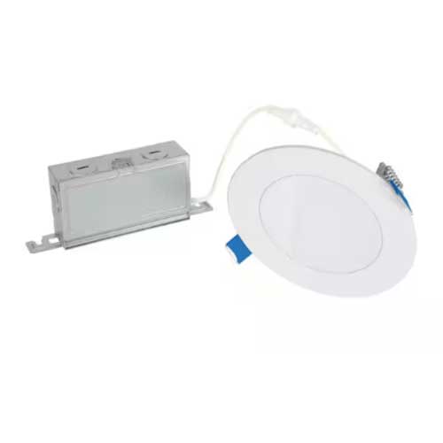 ALO HLBSL406FS5 4" ROUND CANLESS ULTRA THIN LED DOWNLIGHT 600 LUMENS, 90+CRI, 5-COLOR FIELD-SELECTABLE, 120V 60HZ. MATTE WHITE FINISH SELECTABLE CCT